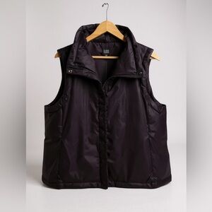 Eileen Fisher Down Nylon Full Zip Puffer Vest XL Eggplant